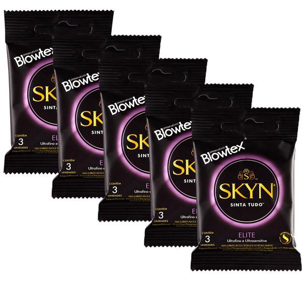 Imagem de Kit Preservativos com 5 Pacotes SKYN Elite com 3 unidades