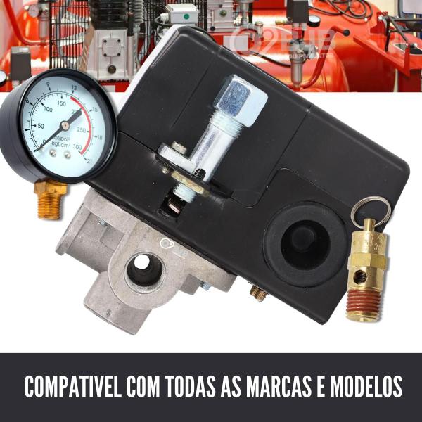 Imagem de Kit Pressostato 100/140 4V Compressor P/ Chiaperini Schulz