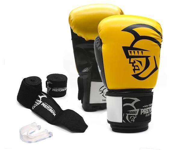 Imagem de Kit Pretorian Elite Boxe/Muay Thai Luva+Protetor Bucal+Bandagem-Amarelo