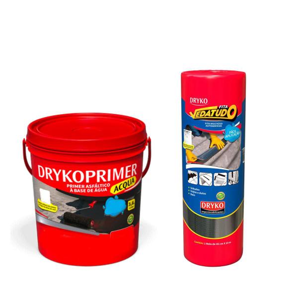 Imagem de KIT PRIMER PARA MANTA ASFÁLTICA DRYKOPRIMER ACQUA GL 3,6L + MANTA ASFÁLTICA FITA VEDATUDO ALUMÍNIO 45cm