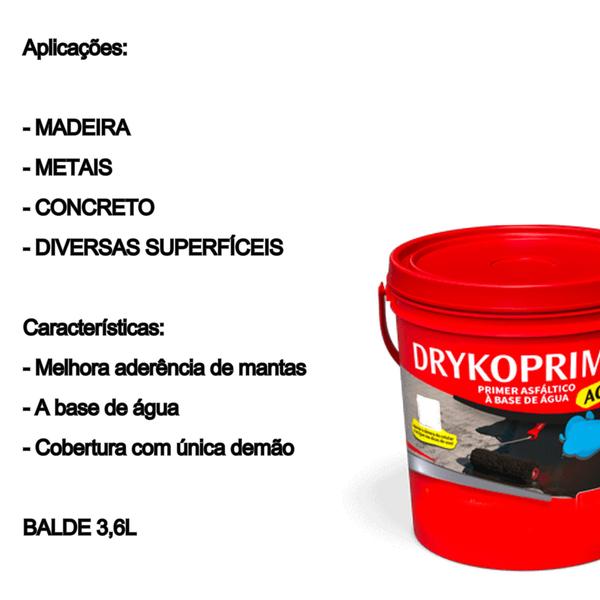 Imagem de KIT PRIMER PARA MANTA ASFÁLTICA DRYKOPRIMER ACQUA GL 3,6L + MANTA ASFÁLTICA FITA VEDATUDO ALUMÍNIO 60cm