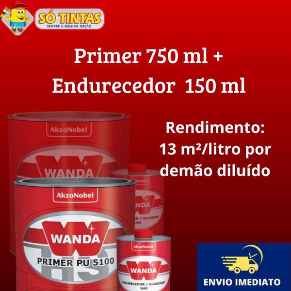 Imagem de Kit Primer PU 5100 HS Cinza Médio 750ml + Endurecedor 3093 150ml - Uso Automotivo