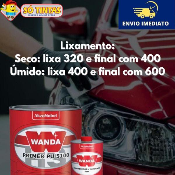 Imagem de Kit Primer PU 5100 HS Cinza Médio 750ml + Endurecedor 3093 150ml - Uso Automotivo