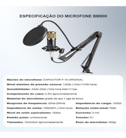 Imagem de Kit Profissional Podcast Microfone Braço Articulado Preto