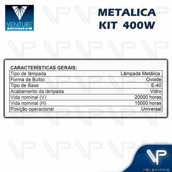 Imagem de Kit projetor em aluminio c/lampada ovoide e reator metalico 400w e40