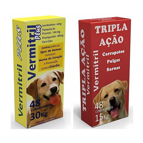 Imagem de Kit Proteção Completa: 4 Comp. para Cães até 15kg + 4 Comp. para Cães de 15-30kg - Combate Pulgas e Carrapatos