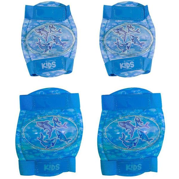 Imagem de Kit Proteção Infantil Absolute kids Shake - Capacete, Joelheiras, Cotoveleiras