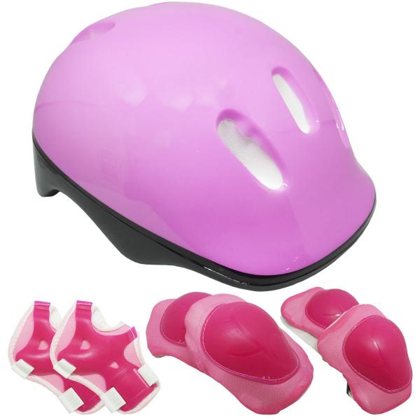 Imagem de Kit Proteção Infantil Capacete Patins Skate Bicicleta Acessórios Menina Rosa Importway Bw-106RS