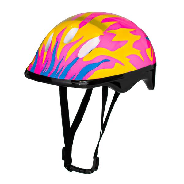 Imagem de Kit Proteção Infantil Com Capacete Conjunto Para Crianças Rosa Chamas Skate Patins Bike - Zippy Toys