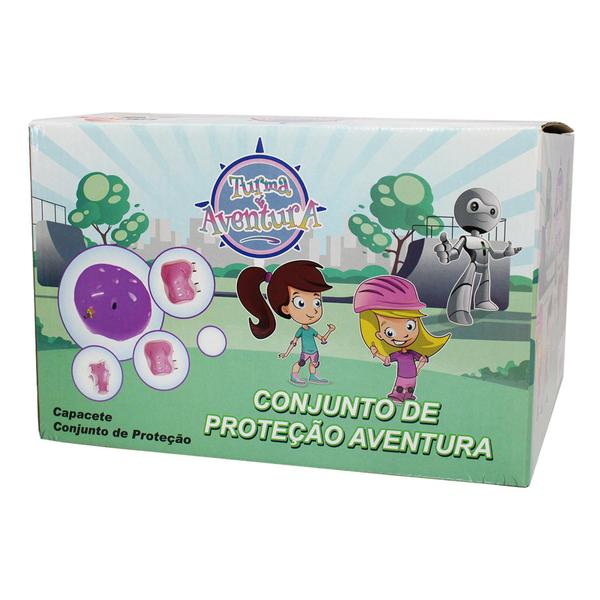 Imagem de Kit Proteção Infantil Juvenil Com Capacete E Joelheira Rosa