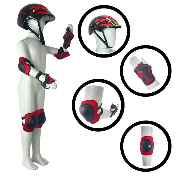 Imagem de Kit Proteção Infantil Zippy Capacete Joelheiras Cotoveleiras Munhequeiras Várias Cores P/ Esportes Patins Skate Patinete