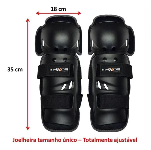 Imagem de Kit protecao Joelheira Cotoveleira Mx Preta Mattos Racing Trilha Motocross Patins skate Moto patinete bike Preto