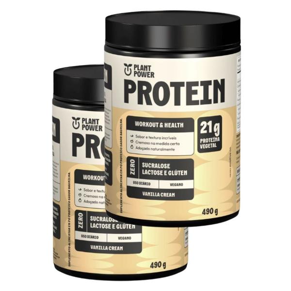 Imagem de Kit Protein sabor Baunilha Plant Power 490g 2 unidades