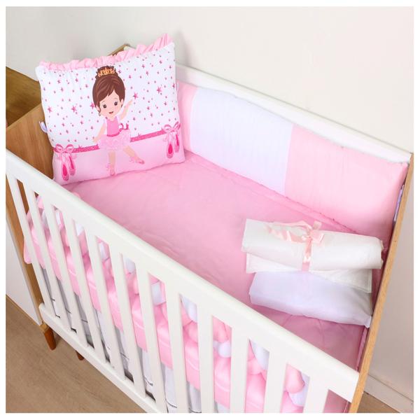 Kit Protetor Berço Americano Sublimado Menino Menina Trança 10 Peças - Maria's Baby Imagem de Kit Protetor Berço Americano Sublimado Menino Menina Trança 10 Peças