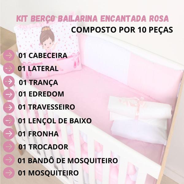Kit Protetor Berço Americano Sublimado Menino Menina Trança 10 Peças - Maria's Baby Imagem de Kit Protetor Berço Americano Sublimado Menino Menina Trança 10 Peças