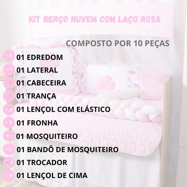 Kit Protetor Berço Americano Trança Bordado Menino Menina 10 Peças - Maria's Baby Imagem de Kit Protetor Berço Americano Trança Bordado Menino Menina 10 Peças