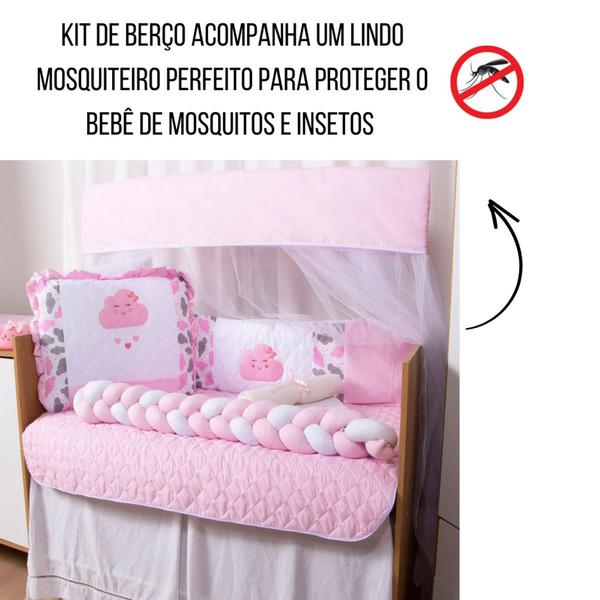 Kit Protetor Berço Americano Trança Bordado Menino Menina 10 Peças - Maria's Baby Imagem de Kit Protetor Berço Americano Trança Bordado Menino Menina 10 Peças