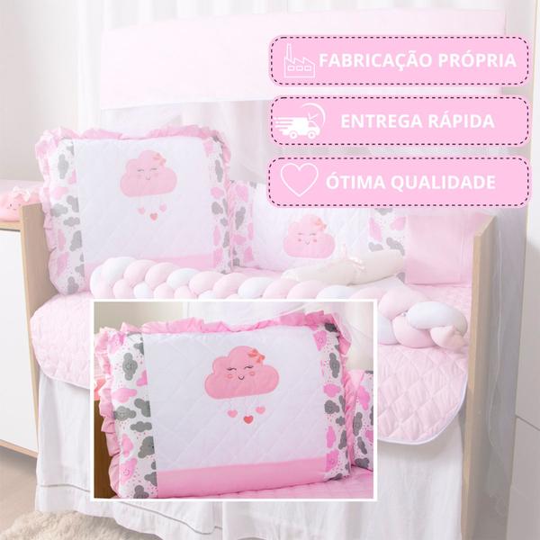 Kit Protetor Berço Americano Trança Bordado Menino Menina 10 Peças - Maria's Baby Imagem de Kit Protetor Berço Americano Trança Bordado Menino Menina 10 Peças