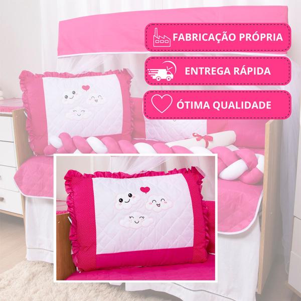 Imagem de Kit Protetor Berço com Trança Americano Bordado Menino Menina 10 Peças