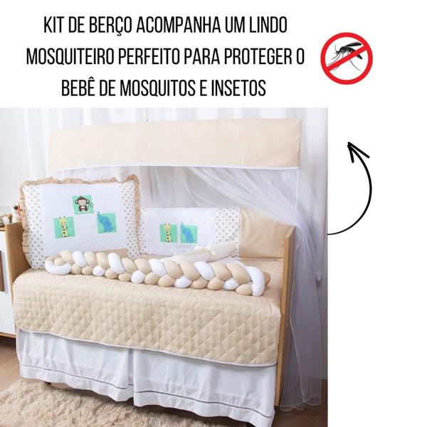 Imagem de Kit Protetor Berço com Trança Americano Bordado Menino Menina 10 Peças