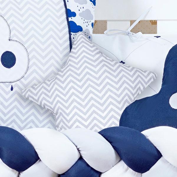 Kit Protetor Berço Completo Trançado Chuva de Amor Nuvem Marinho12 + Ninho Azul 4 peças - L2M Imagem de Kit Protetor Berço Completo Trançado Chuva de Amor Nuvem Marinho12 + Ninho Azul 4 peças
