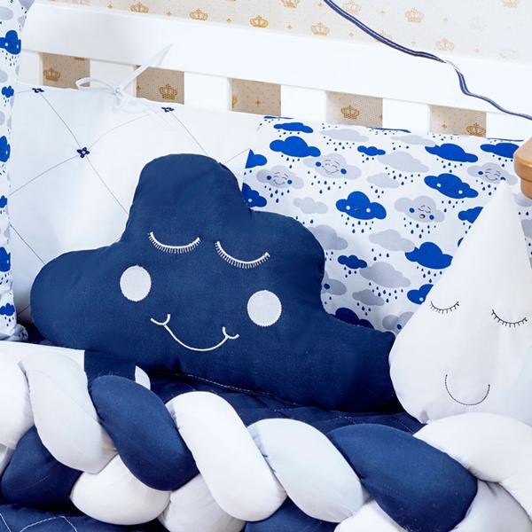 Kit Protetor Berço Completo Trançado Chuva de Amor Nuvem Marinho12 + Ninho Azul 4 peças - L2M Imagem de Kit Protetor Berço Completo Trançado Chuva de Amor Nuvem Marinho12 + Ninho Azul 4 peças