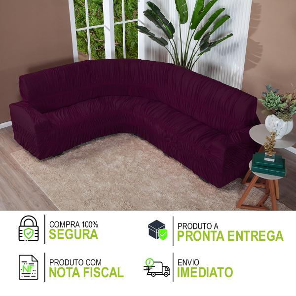 Imagem de Kit Protetor Capa De Sofá Canto 6Lugares Elasticada Roxo