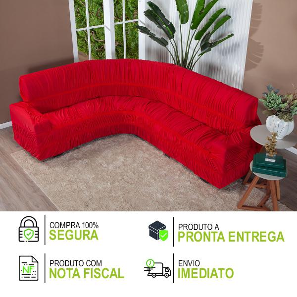 Imagem de Kit Protetor Capa De Sofá Canto 6Lugares Elasticada Vermelho