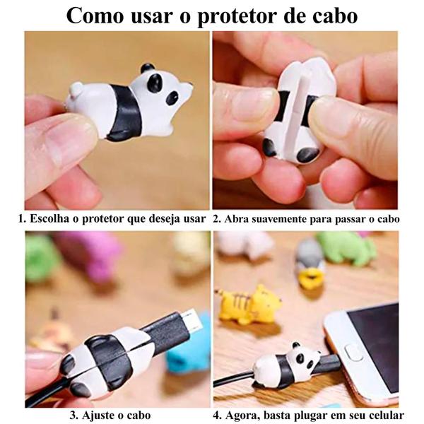 Imagem de Kit Protetor De Cabo Carregador Fio Usb Bichinho