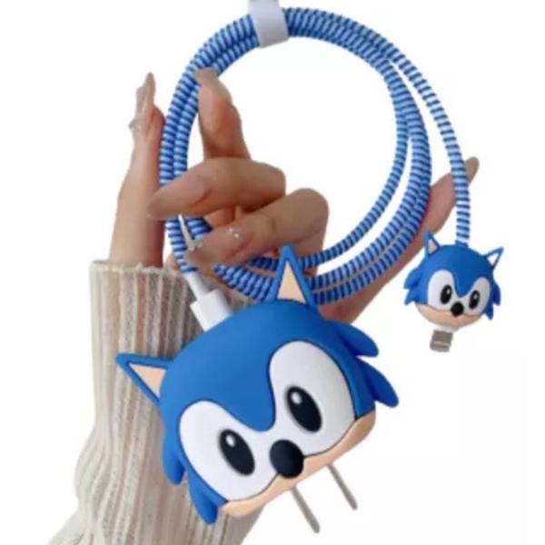 Imagem de  Kit Protetor De Cabo Usb E Capa Carregador Celular Tom jerry   E Sonic