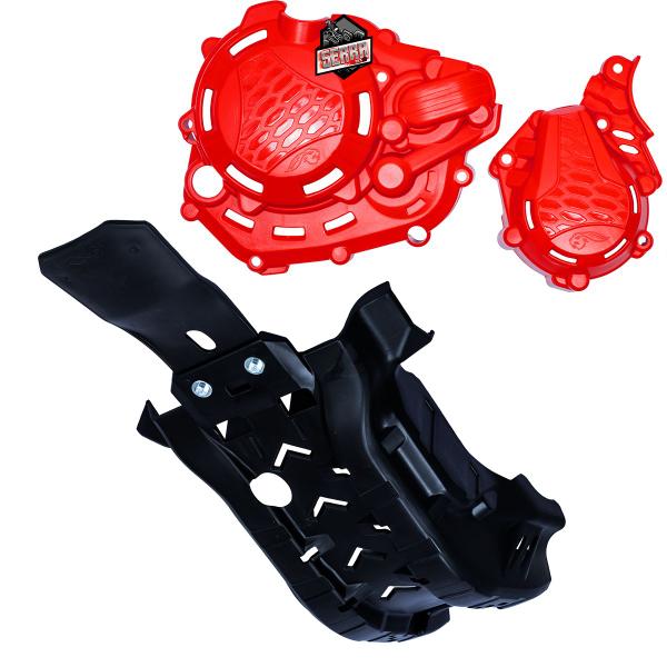 Imagem de Kit protetor de motor c/link+tampas lat motor ktm 450 / husqvarna 450 = cross(16/22) / end.(17-23) / gasgas 450 (20-23)