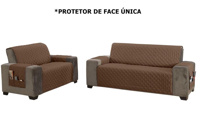 Imagem de Kit Protetor de Sofá 2 e 3 Lugares King Face Única 1,20m e 1,80m Classic - Marrom