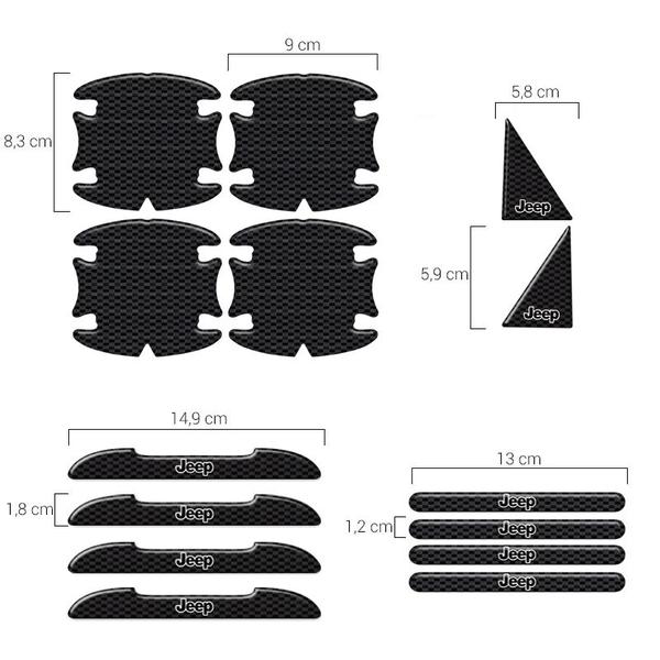 Imagem de Kit Protetor Maçaneta Fibra de Carbono Jeep Alto Relevo