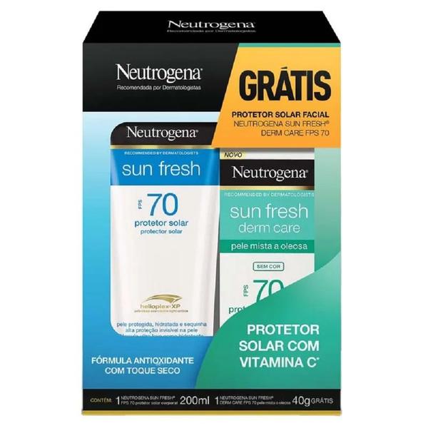 Kit Protetor Solar Neutrogena Sun Fresh Fps70 Corporal 200ml + Protetor Solar Fps 70 Facia...