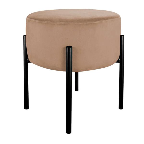 Imagem de Kit Puff Decorativo Base Metálica Preta Suede Cappuccino - Belliv Decor