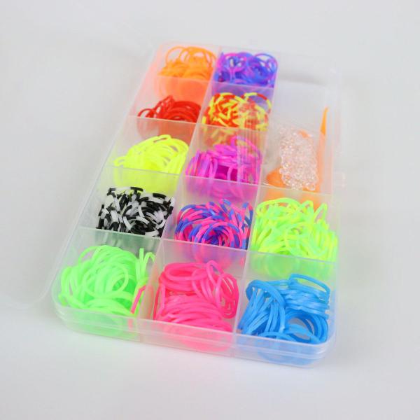 Imagem de Kit Pulseira Fábrica Elásticos Silicone Maleta Loom Band Miçangas 540 pçs