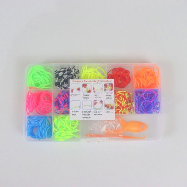 Imagem de Kit Pulseira Fábrica Elásticos Silicone Maleta Loom Band Miçangas 540 pçs