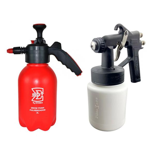 Imagem de Kit Pulverizador 2,0l Snow Foam 3 em 1 Sgt-9926 + Pistola Pintura Ar Direto Sgt-3290 Sigma