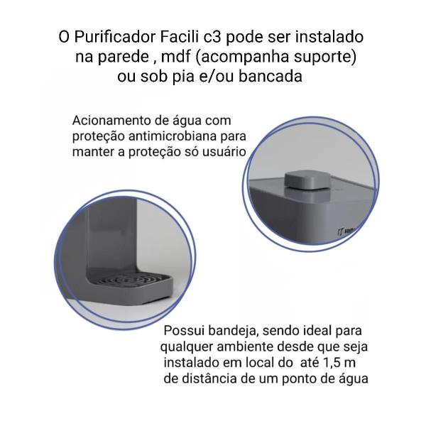 Kit Purificador Completo Parede Mesa Filtro Água E Refil - Hidrofiltros Imagem de Kit Purificador Completo Parede Mesa Filtro Água E Refil