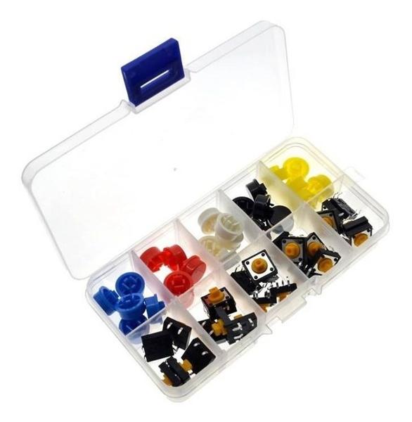 Imagem de Kit push button com capas coloridas - 50 peças