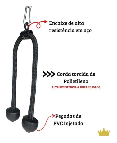 Imagem de Kit: Puxador Corda 75cm e Puxador Triangulo Rei Do Fitness