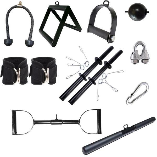 Imagem de Kit Puxador Estribo com Giro + Puxador Corda Trançada + Puxador Reto 50 cm + Puxador Triângulo + Puxador Pulley 60cm Etc... Ler descrição