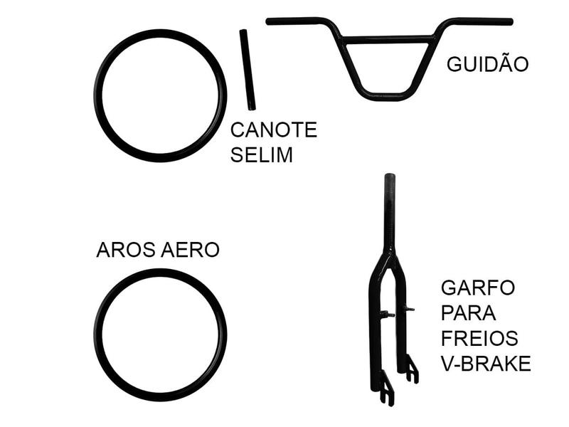 Imagem de Kit Quadro Guidão e Aro PRO X Série 1 BMX FreeStyle Aro 20