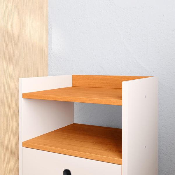 Imagem de Kit Quarto Sapateira Vertical 3 Gavetas Basculantes Dark Off White/Ripado e Mesinha Lateral Pequena Nicho Organizador Dream Off White/Cinamomo  RPM