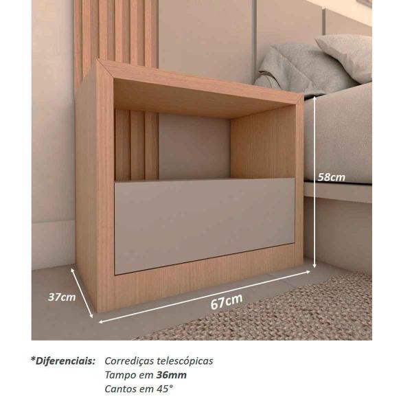 Imagem de Kit Quarto Sob Medida MDF Casal com 2 Mesas e Cabeceira 2,7m