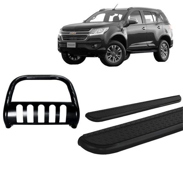 Kit Quebra Mato C/Proteção Estribo Chapa/ TrailBlazer Preto - HOZZ Imagem de Kit Quebra Mato C/Proteção Estribo Chapa/ TrailBlazer Preto