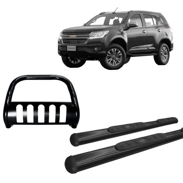Kit Quebra Mato C/Proteção Estribo Oval TrailBlazer Preto - HOZZ Imagem de Kit Quebra Mato C/Proteção Estribo Oval TrailBlazer Preto