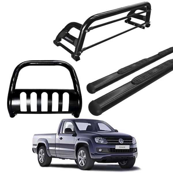 Imagem de Kit Quebra Mato Estribo Oval Santo Antônio Duplo/Amarok CS Preto