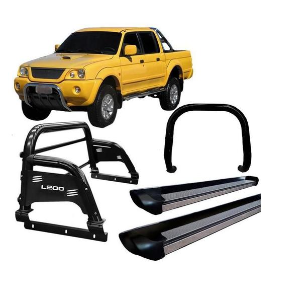 Kit Quebra Mato Estribo Santo Antônio H3 L200 2004 Preto - HOZZ Imagem de Kit Quebra Mato Estribo Santo Antônio H3 L200 2004 Preto