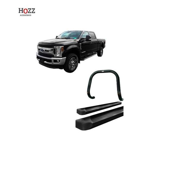 Kit Quebra Mato S/barra estribo Plat Aluminio Preto F250 - HOZZ Imagem de Kit Quebra Mato S/barra estribo Plat Aluminio Preto F250